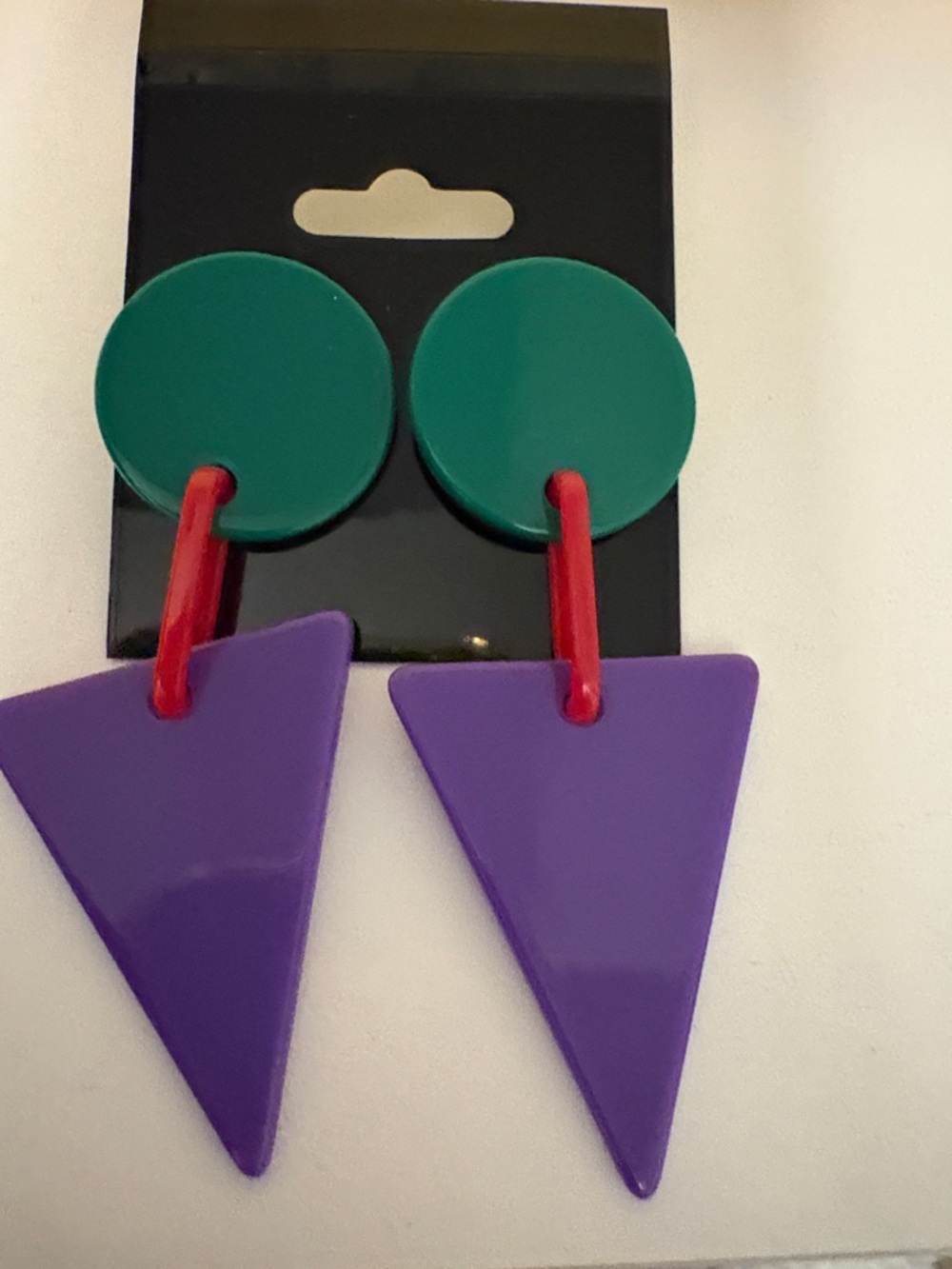 Oasis Green, Purple & Red Geometric Drop Earrings